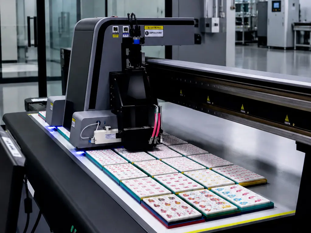 Automated American Mahjong tile production equipment inside the factory